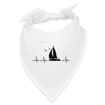 Segeln Segelschiff Heartbeat Segelfan Herzschlag - Bandana - Weiß - Vorne