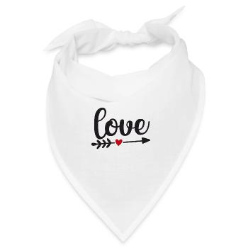 Love mit Pfeil und rotem Herz - Bandana - Weiß - Vorne