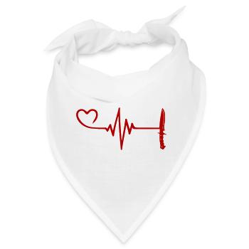 Messer Puls Herz Liebe - Bandana - Weiß - Vorne