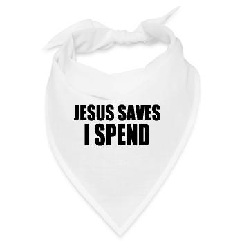 Jesus saves i spend - Bandana - Weiß - Vorne