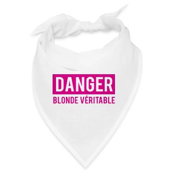 T-Shirt-Frau Humor Gefahr Blondine real - Bandana - Weiß - Vorne