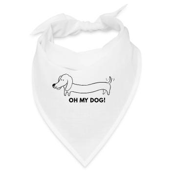 Langer Dackel Cartoon - Bandana - Weiß - Vorne