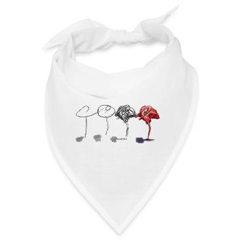 Rosa Flamingo in Fett, von WingsOnMyBrush - Bandana - Weiß - Vorne