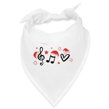 Lustige Musiknoten mit Weihnachtsmützen - Bandana - Weiß - Vorne