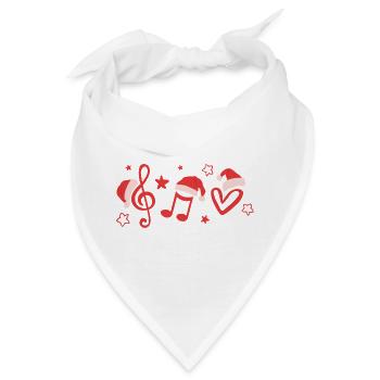 Violinschlüssel Musiknoten mit Weihnachtsmützen - Bandana - Weiß - Vorne