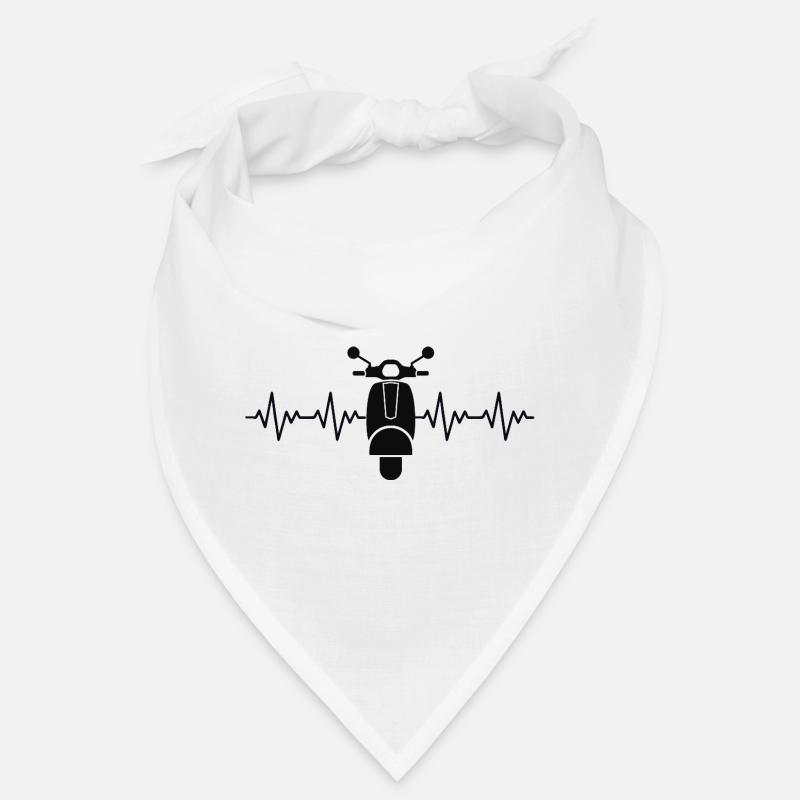 Moped Motorroller EKG Herzschlag Herzfrequenz - Bandana - Weiß