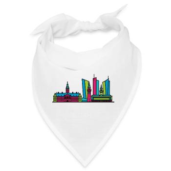 Die Haager Stadtsilhouette Binnenhof Moderne Linienkunst - Bandana - Weiß - Vorne