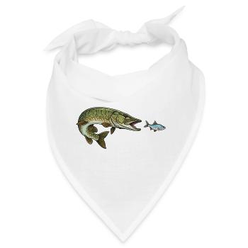 Hecht jagt Fisch - Bandana - Weiß - Vorne