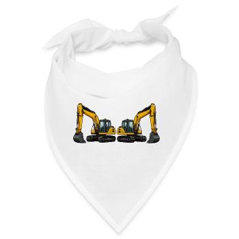 Bagger Fahrzeug Maschine - Bandana - Weiß - Vorne