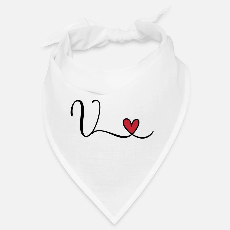 Buchstabe V Monogramm Initiale Herz Bandana