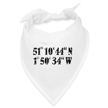 Stonehenge Koordinaten (Vintage/Schwarz) - Bandana - Weiß - Vorne