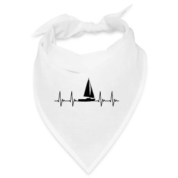 Segelboot, EKG, segeln, Herzschlag, Puls heartbeat - Bandana - Weiß - Vorne