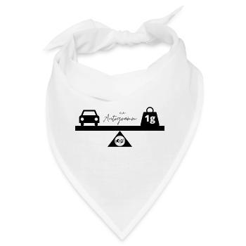 Autogramm - ein Auto und ein Gramm auf einer Waage - Bandana - Weiß - Vorne