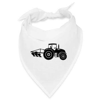 Traktor mit Pflug-Logo-Bauernhof - Bandana - Weiß - Vorne