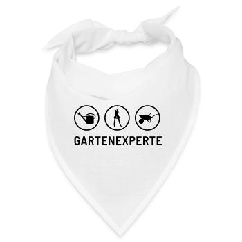 Gartenexperte: Gießkanne, Heckeschere, Schubkarre - Bandana - Weiß - Vorne