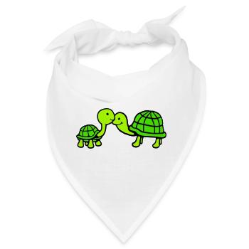 2 Schildkröten langer Hals küssen Paar Liebe Team - Bandana - Weiß - Vorne
