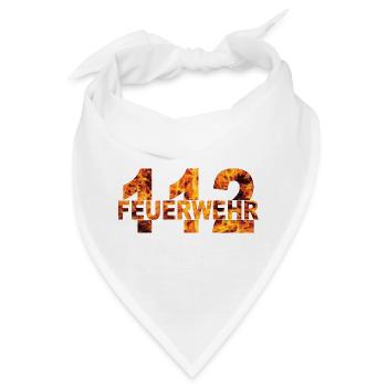 Feuerwehr 112 Flammen Design - Bandana - Weiß - Vorne