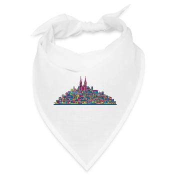 Moderne Linienkunst der Stadtsilhouette der Stadt Lausanne - Bandana - Weiß - Vorne