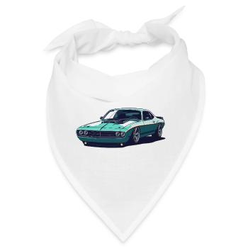 Teal Muscle Car Retro - Bandana - Weiß - Vorne