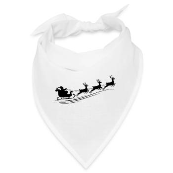 Weihnachtsmann Schlitten Rentiere - Bandana - Weiß - Vorne