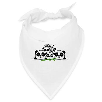 Pandas & Bambusfamilie – 2 Eltern, 5 Kinder - Bandana - Weiß - Vorne