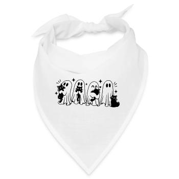 Halloween Geister mit schwarzen Katzen - Bandana - Weiß - Vorne