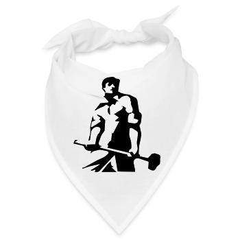 Arbeiter - Schwarzsilhouette Kunstmotiv - Bandana - Weiß - Vorne