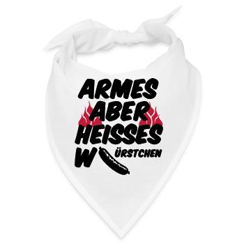 Heisses Würstchen Fleisch Grillen Geschenk Sprüche - Bandana - Weiß - Vorne