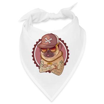 Gangstermops mit Tattoos, Kappe und Goldkette. - Bandana - Weiß - Vorne