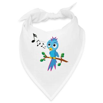 Vögelchen zwitschert / Singender Vogel - Bandana - Weiß - Vorne