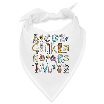 Buntes Tier Alphabet - ABC - Bandana - Weiß - Vorne