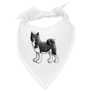 Knuffiger Akita - Hund - Bandana - Weiß - Vorne