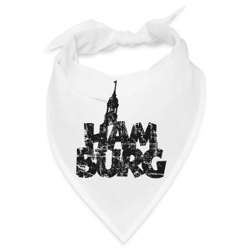 HAMBURG mit Michel (Vintage/Schwarz) - Bandana - Weiß - Vorne