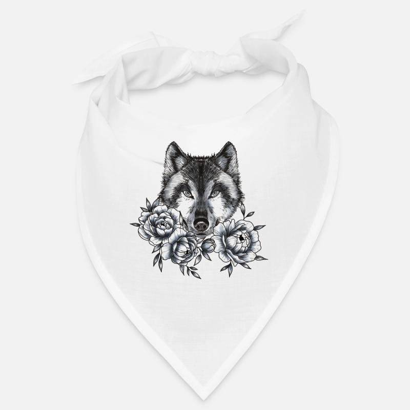 Wolf and Peonies Bandana