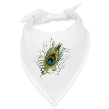 von Hand gezeichnete Pfauenfeder - Bandana - Weiß - Vorne
