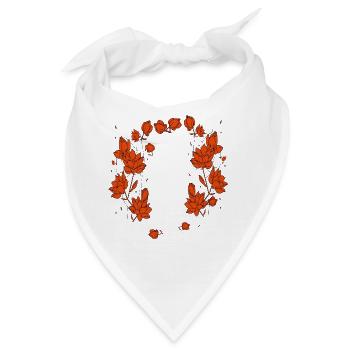 Rote Blumen - Bandana - Weiß - Vorne
