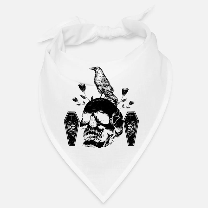 Corbeau noir sur crâne Bandana