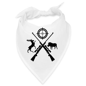 Zwei gekreuzte Schrotflinten mit Visier und Tieren - Bandana - Weiß - Vorne