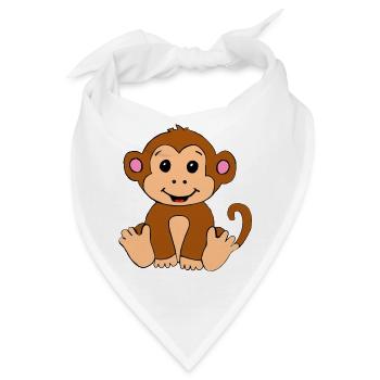 Baby Affe Illustration – Kinderzimmer Motiv - Bandana - Weiß - Vorne