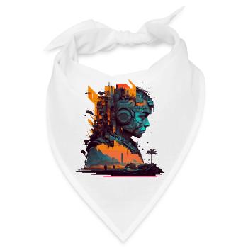 Sci-Fi Artwork der Spitzenklasse mit Cyborg - Bandana - Weiß - Vorne