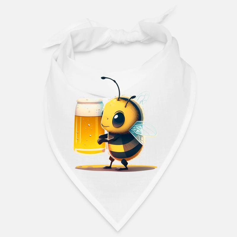 Funny and cute bee with beer - Bandana - white