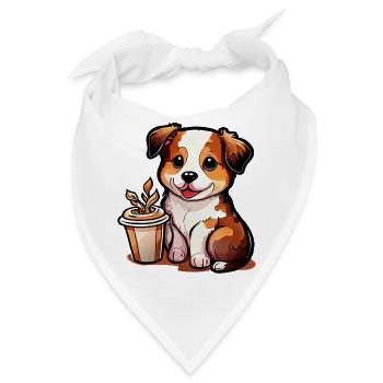 Hündchen mit Kaffee: Der perfekte Begleiter - Bandana - Weiß - Vorne