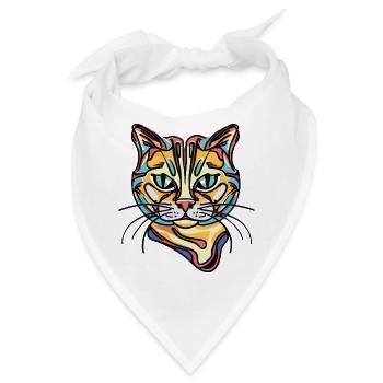 Bunte Katze - Bandana - Weiß - Vorne