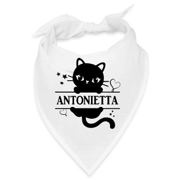 T-Shirt Antonietta T-Shirt Katze Geschenkidee Katze Katze - Bandana - Weiß - Vorne