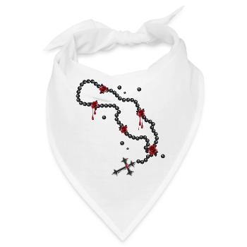 Rosenkranz Zeichnung mit Perlen und Rosen - Bandana - Weiß - Vorne