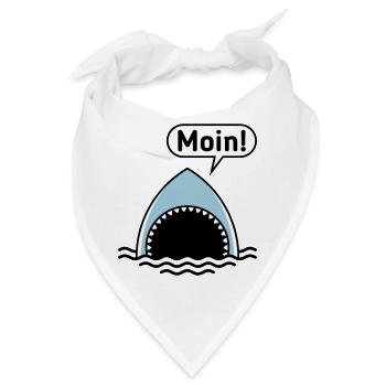 Moin! (Hai / Haifisch / Sprechblase / Comic) - Bandana - Weiß - Vorne