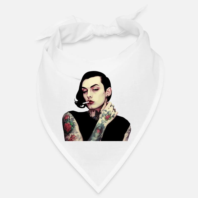 Gothic Tätowierte Frau mit Zigarette Bandana