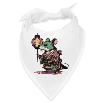 Maus im Kimono - Bandana - Weiß - Vorne