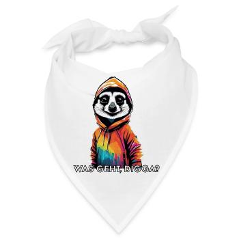 Was geht Digga? Cooles Erdmännchen - Bandana - Weiß - Vorne