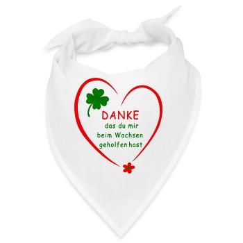 Danke Herz mit Kleeblatt - Bandana - Weiß - Vorne